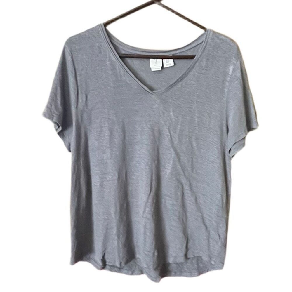 Joie size XL 100% linen V neck grey top